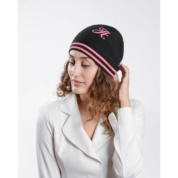 Crown of Edinburgh Cashmere Cashmere Beanie Hat Script A Women Black Hats - Picture 3 of 6